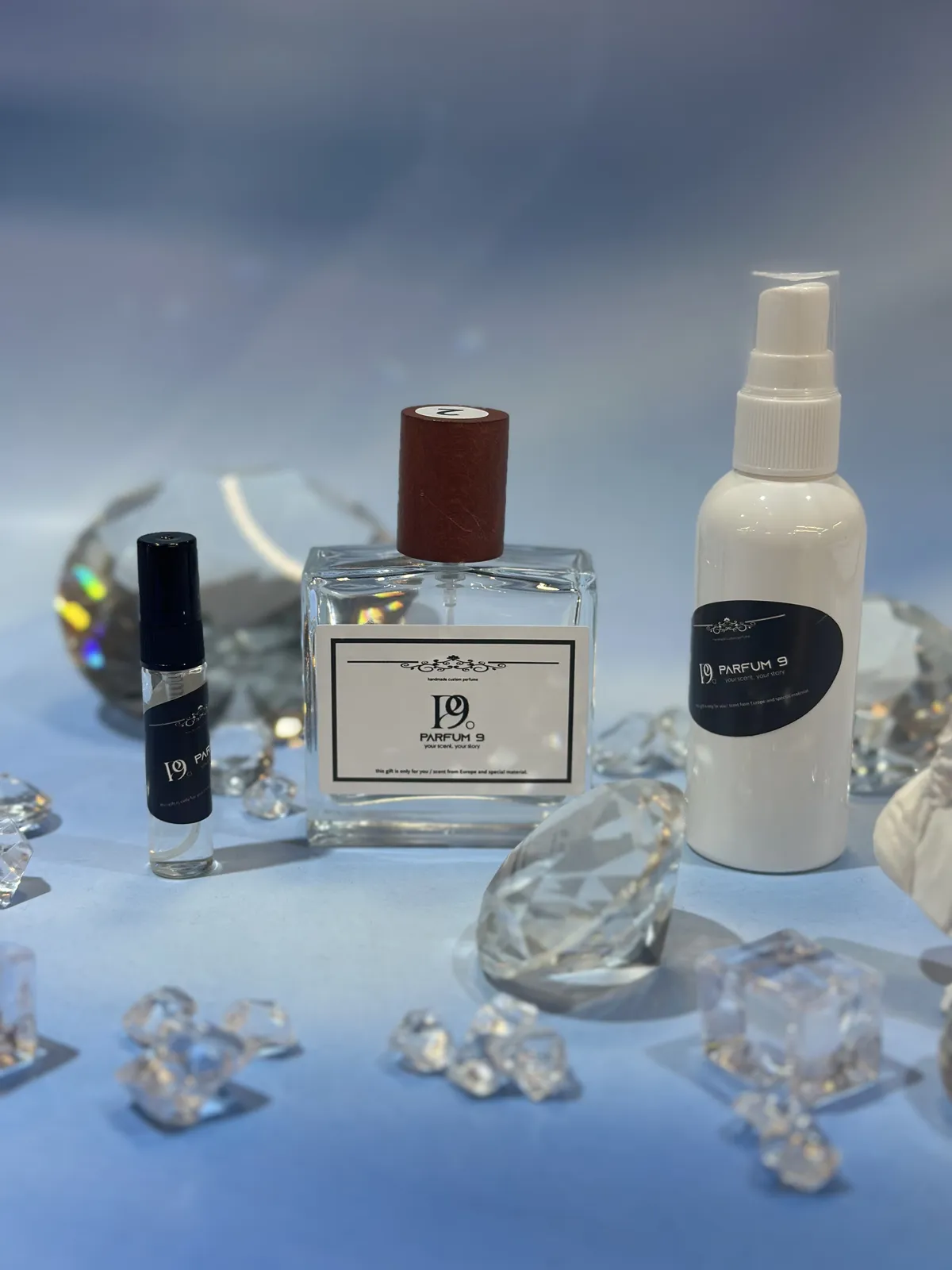 Parfum9 custom perfume, room spray and mini fragrance set