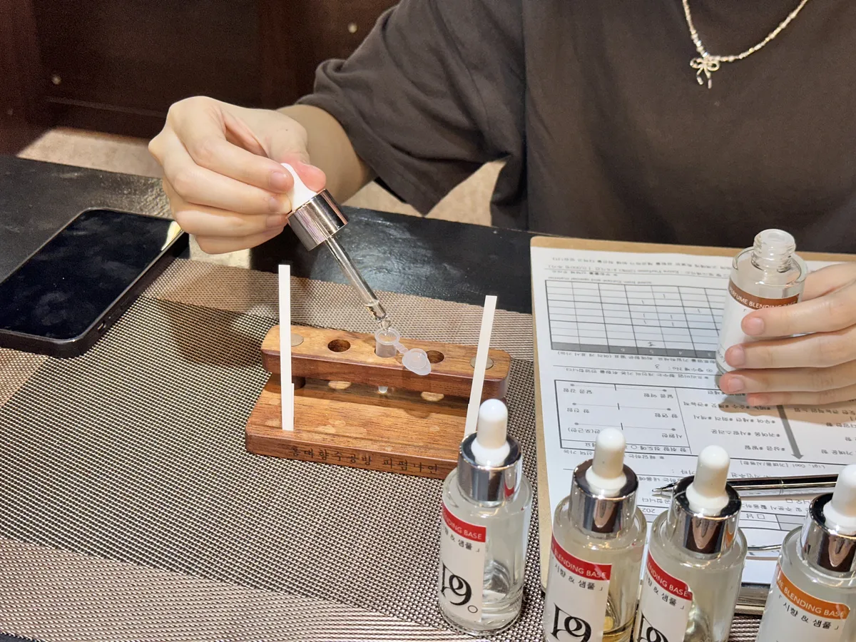 Measuring a fragrance base with a dropper